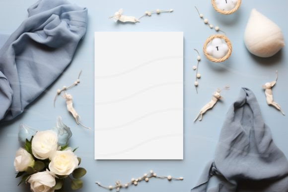 Baby Blue Invitation Mockups: Graphics for Elegant Invitations