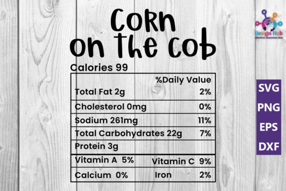 Corn on the Cob Nutrition Facts SVG: Graphics for Crafts & Branding
