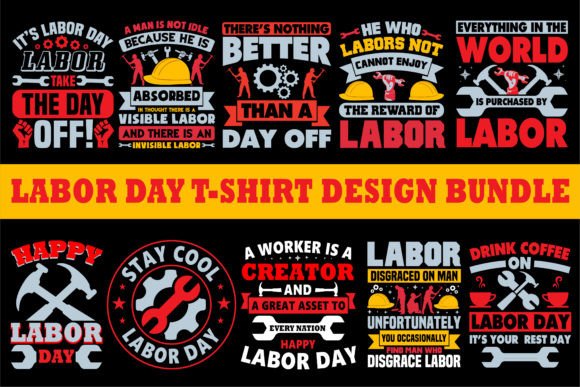 Labor Day T-Shirt Design Bundle 4 Graphics