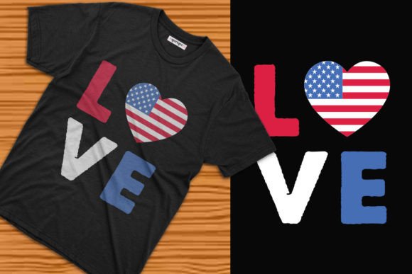 Love USA Independence Day Tee Design Graphics