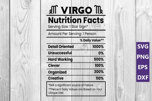 Virgo Nutrition Facts SVG: Graphics for Crafts & Branding
